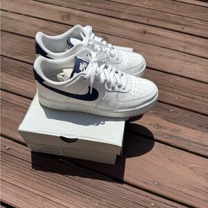 Nike Air Force 1 White and Navy Shoes